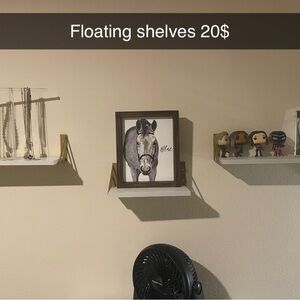 White and Gold Floating Wall Shelves